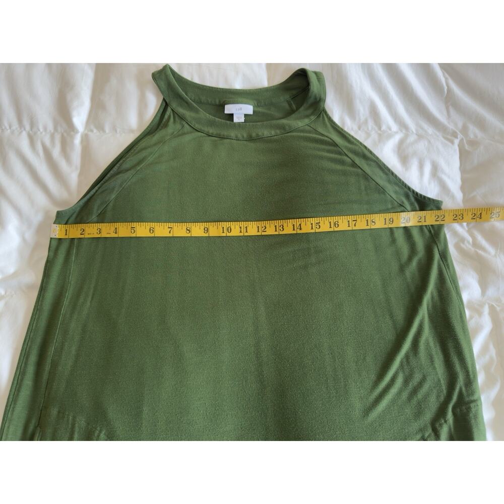 J JILL Olive Green Stretch Slub Jersey Knit High Neck Long Maxi Dress Pockets XL - Picture 6 of 10